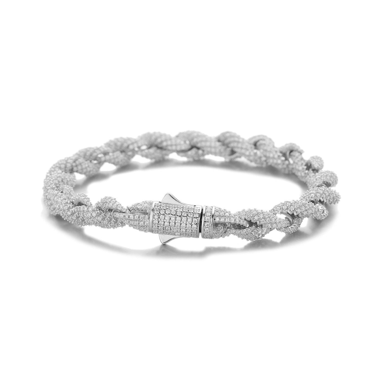 7.5mm Iced Moissanite Rope Bracelet - 925 Sterling Silver