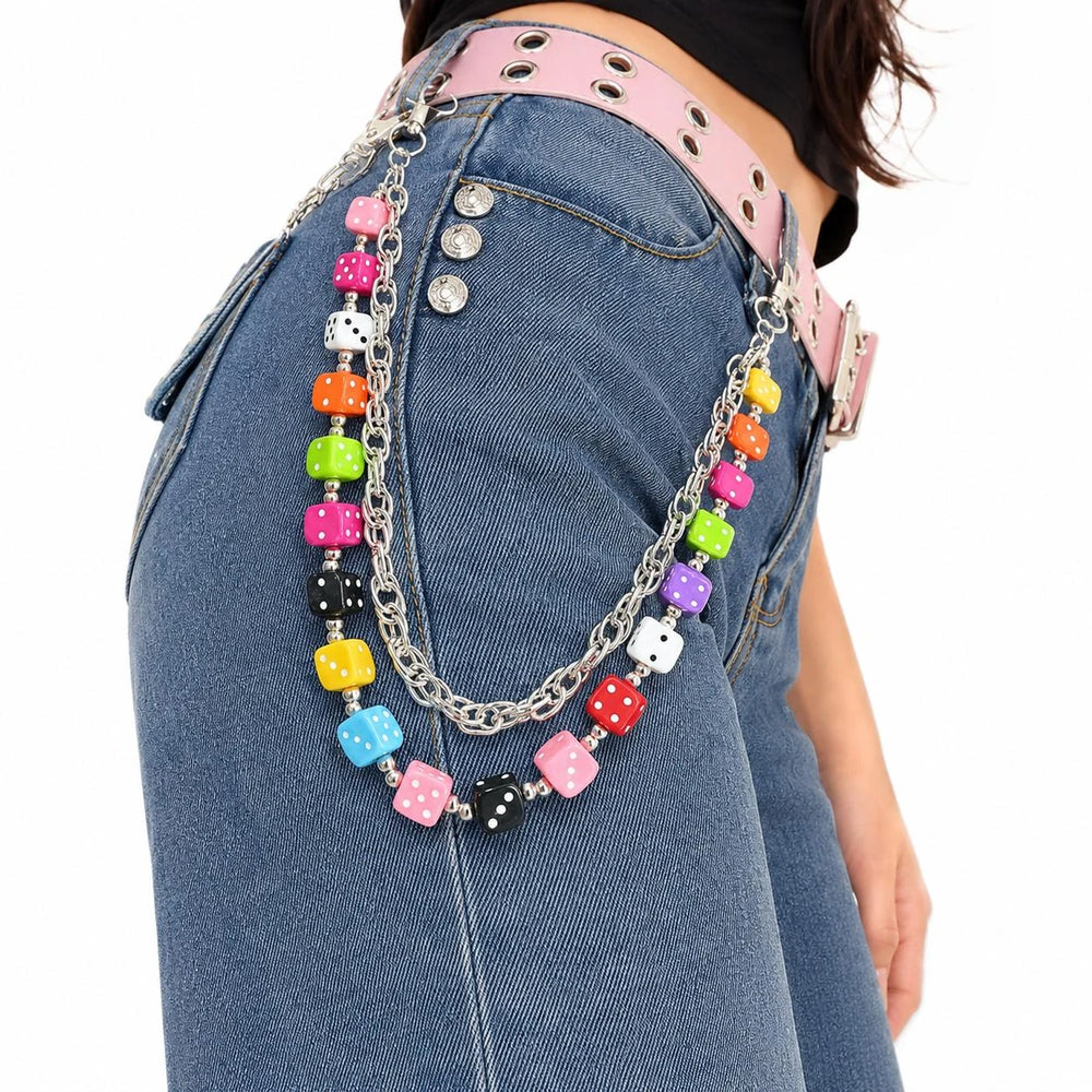 Colorful Dice Layered Pants Chain