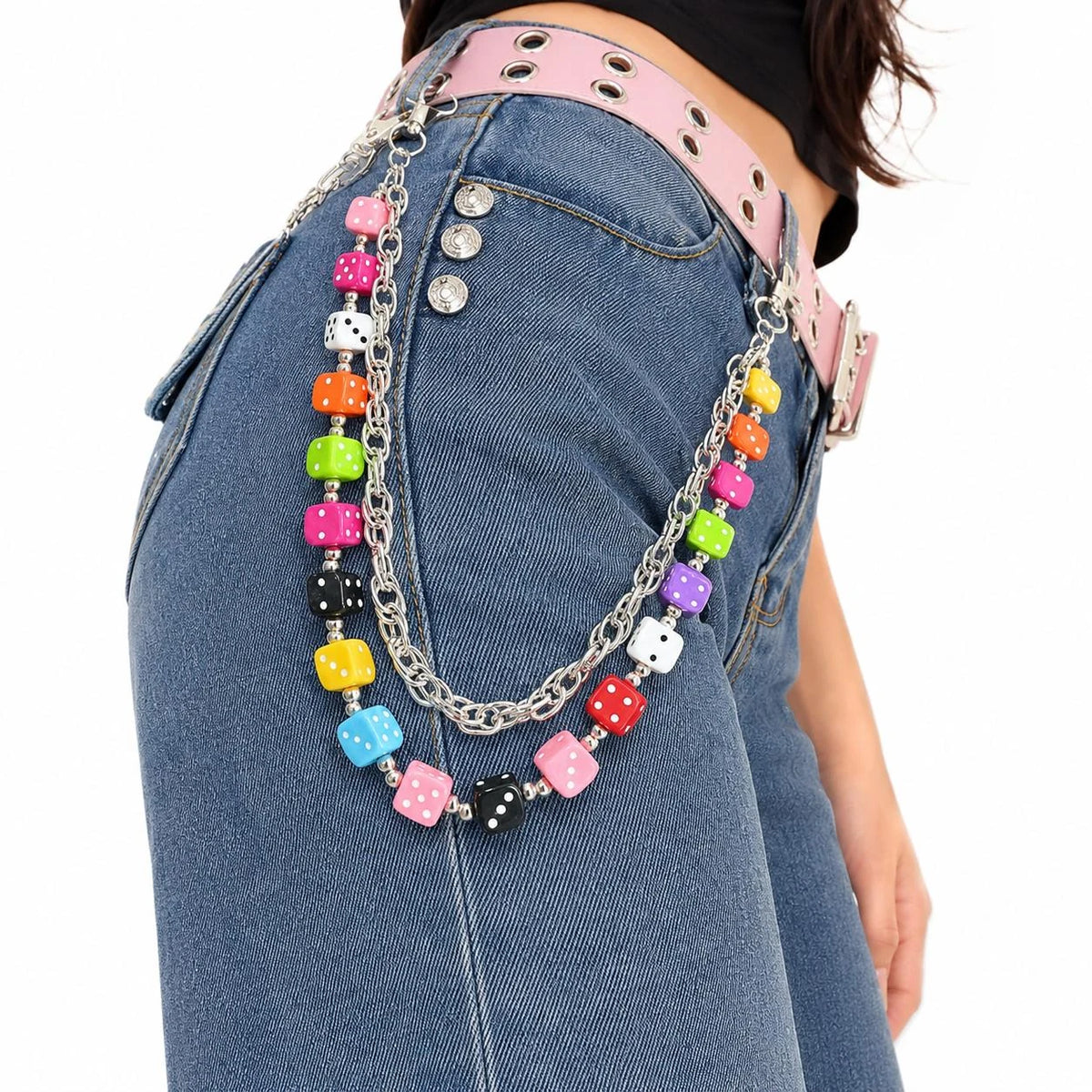 Colorful Dice Layered Pants Chain