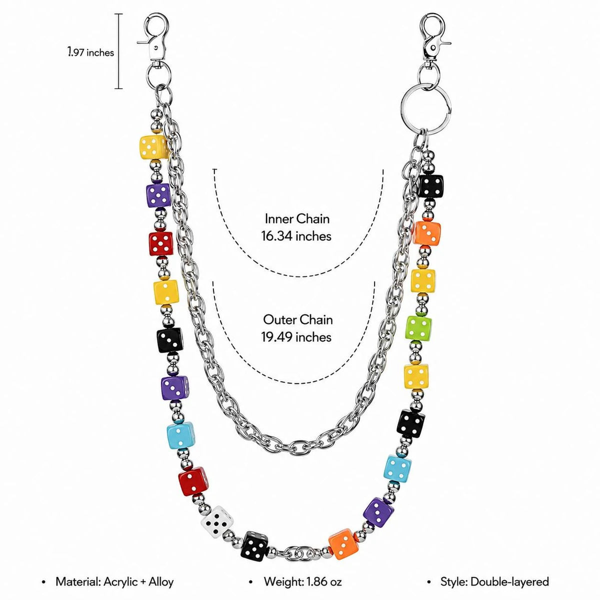 Colorful Dice Layered Pants Chain