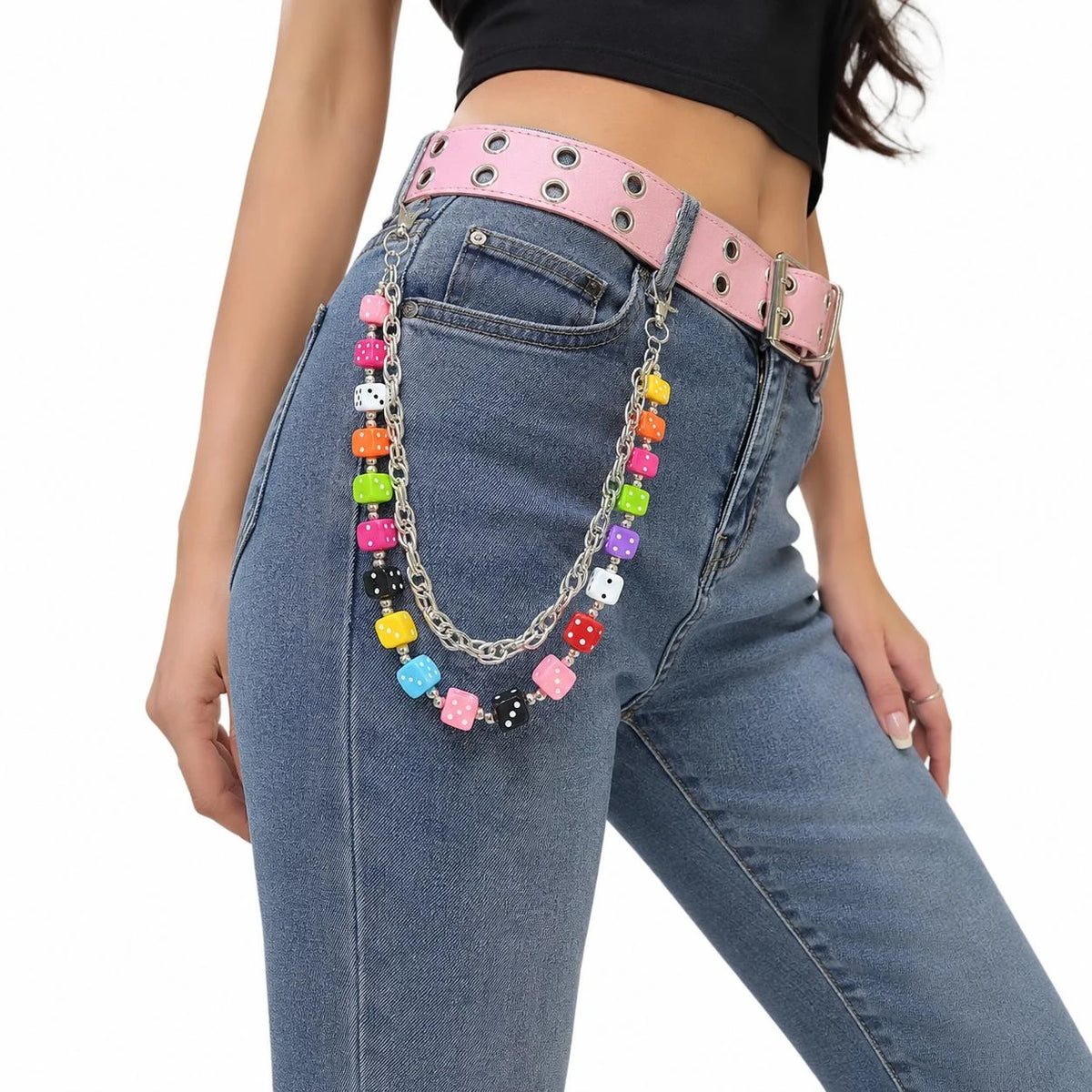 Colorful Dice Layered Pants Chain