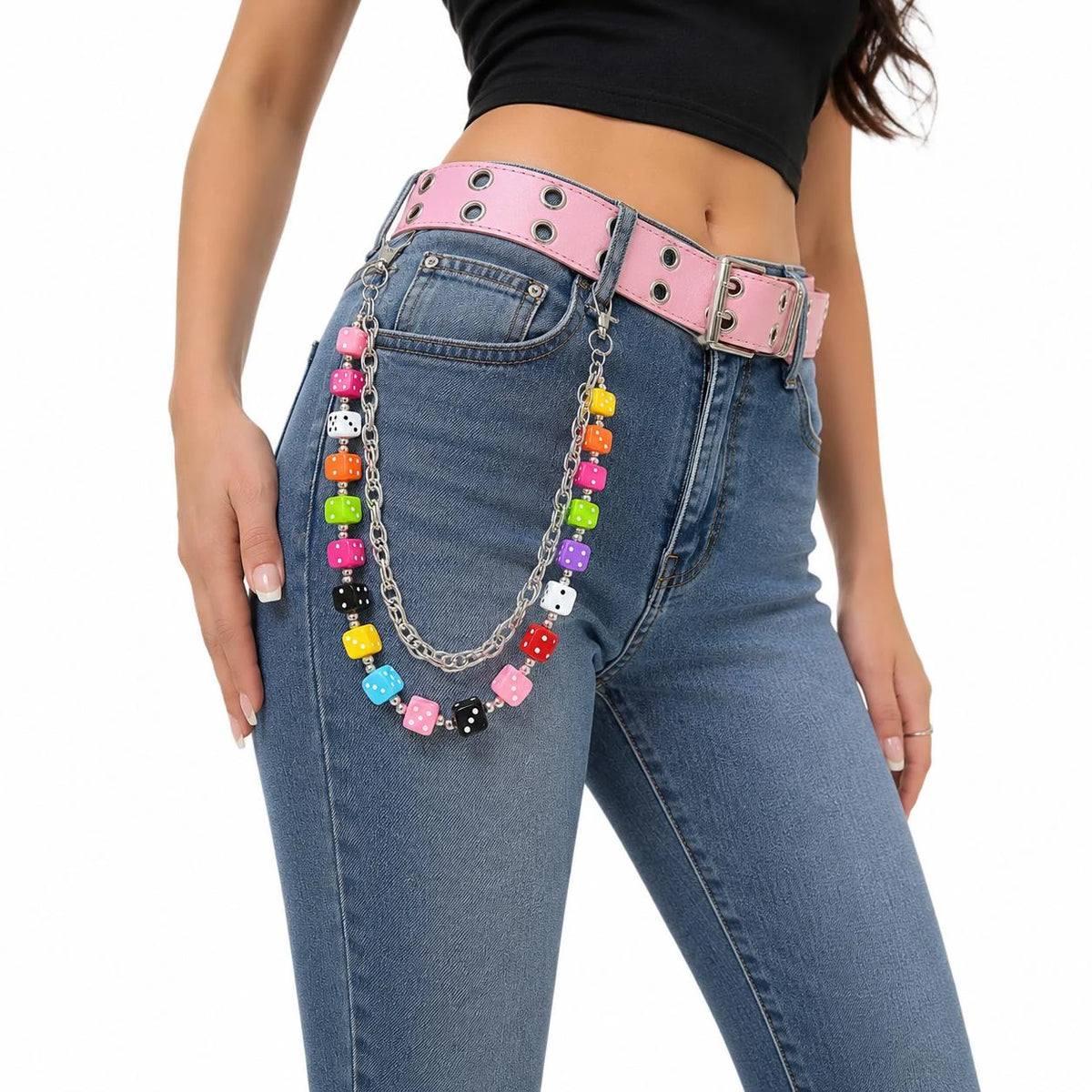 Colorful Dice Layered Pants Chain