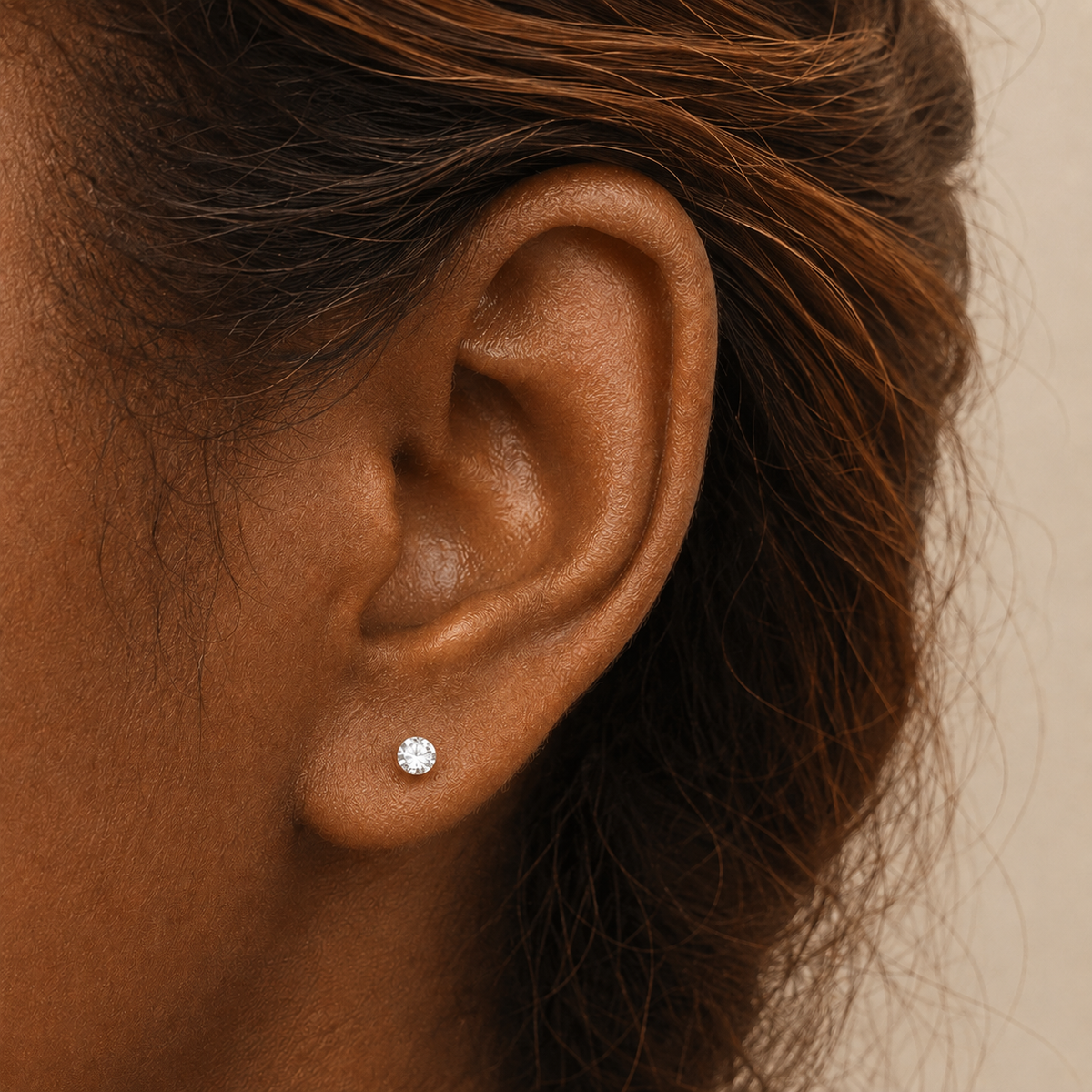 4mm Round Cut VVS Moissanite Stud Earrings – 925 Sterling Silver
