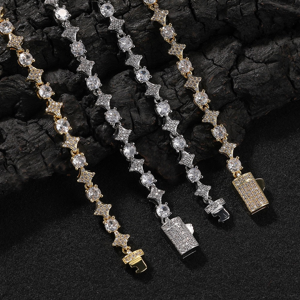 6mm Iced Out Star Tennis Chain Bracelet