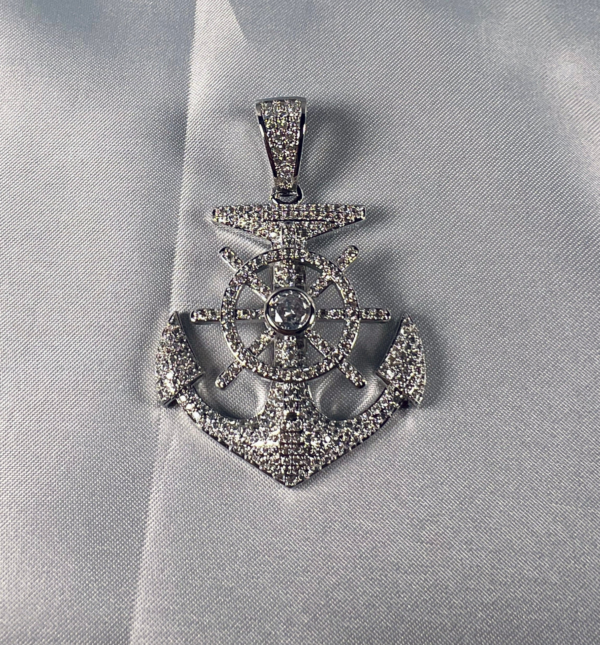 Iced Out Anchor Pendant