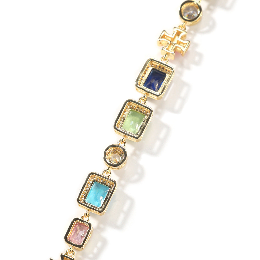 Iced Out Color Gemstone Bracelet