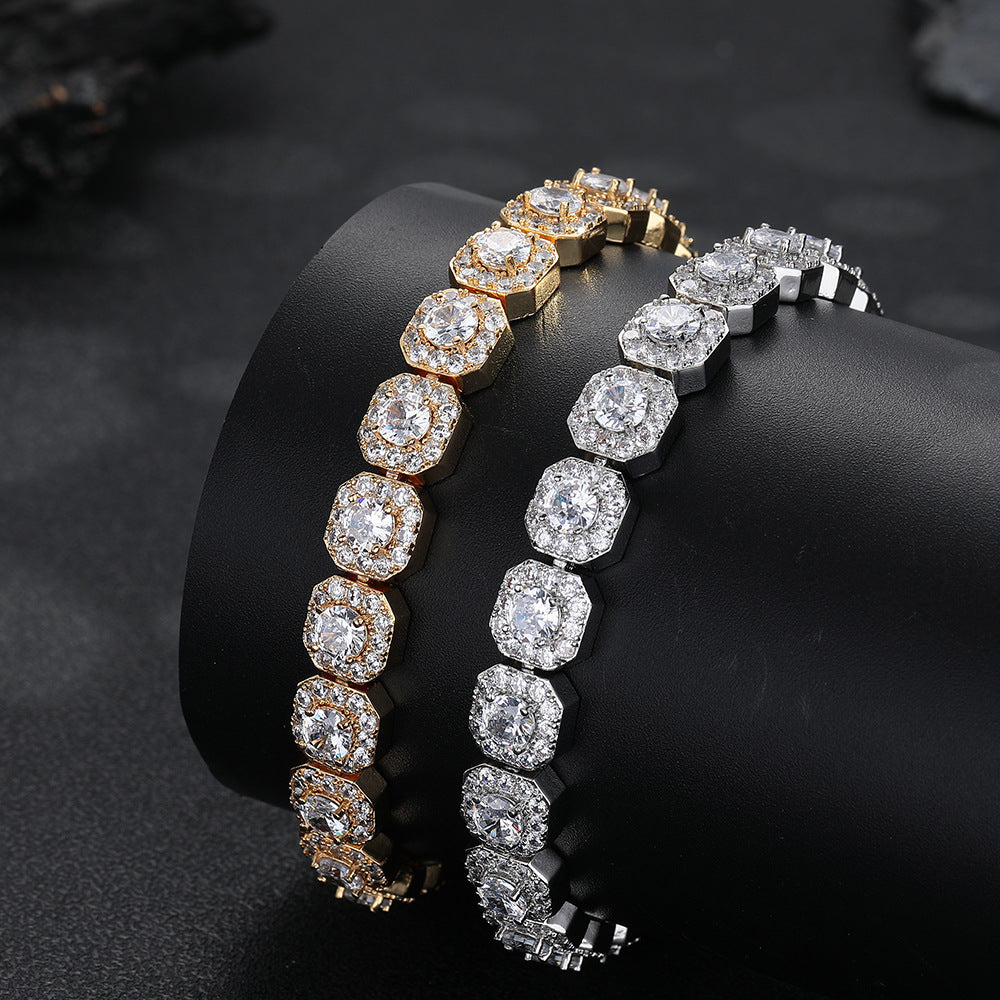 10/12mm Iced Out Halo Tennis Bracelet