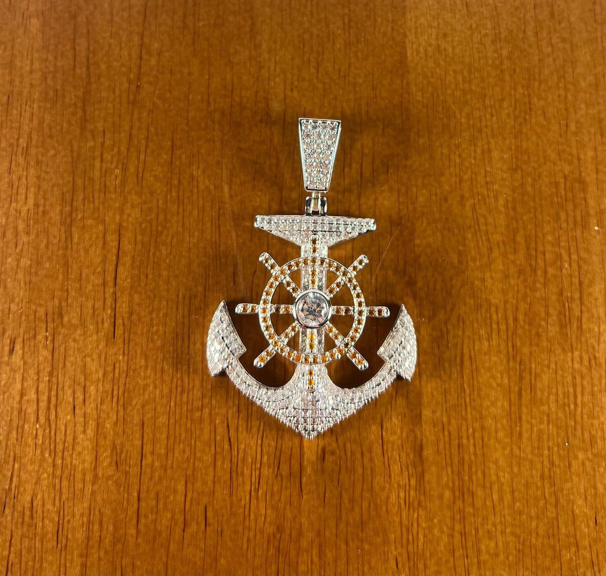 Iced Out Anchor Pendant