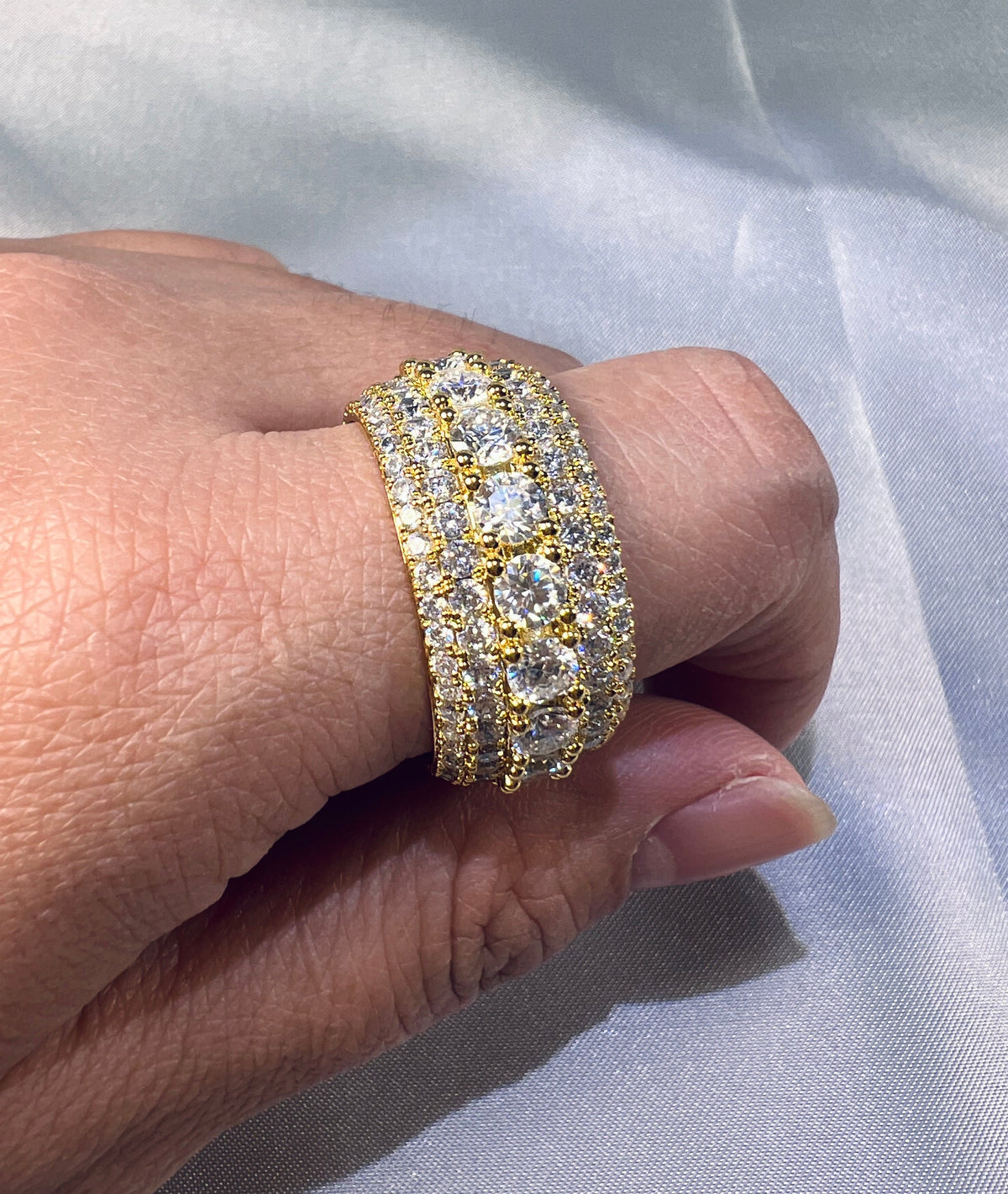 13mm Moissanite Iced Out Ring – 925 Sterling Silver VVS1 D Color Band Ring
