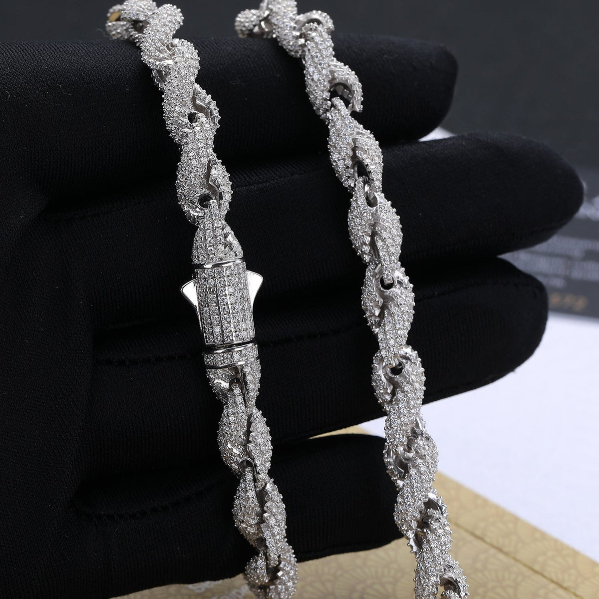 7.5mm Iced Moissanite Rope Bracelet - 925 Sterling Silver
