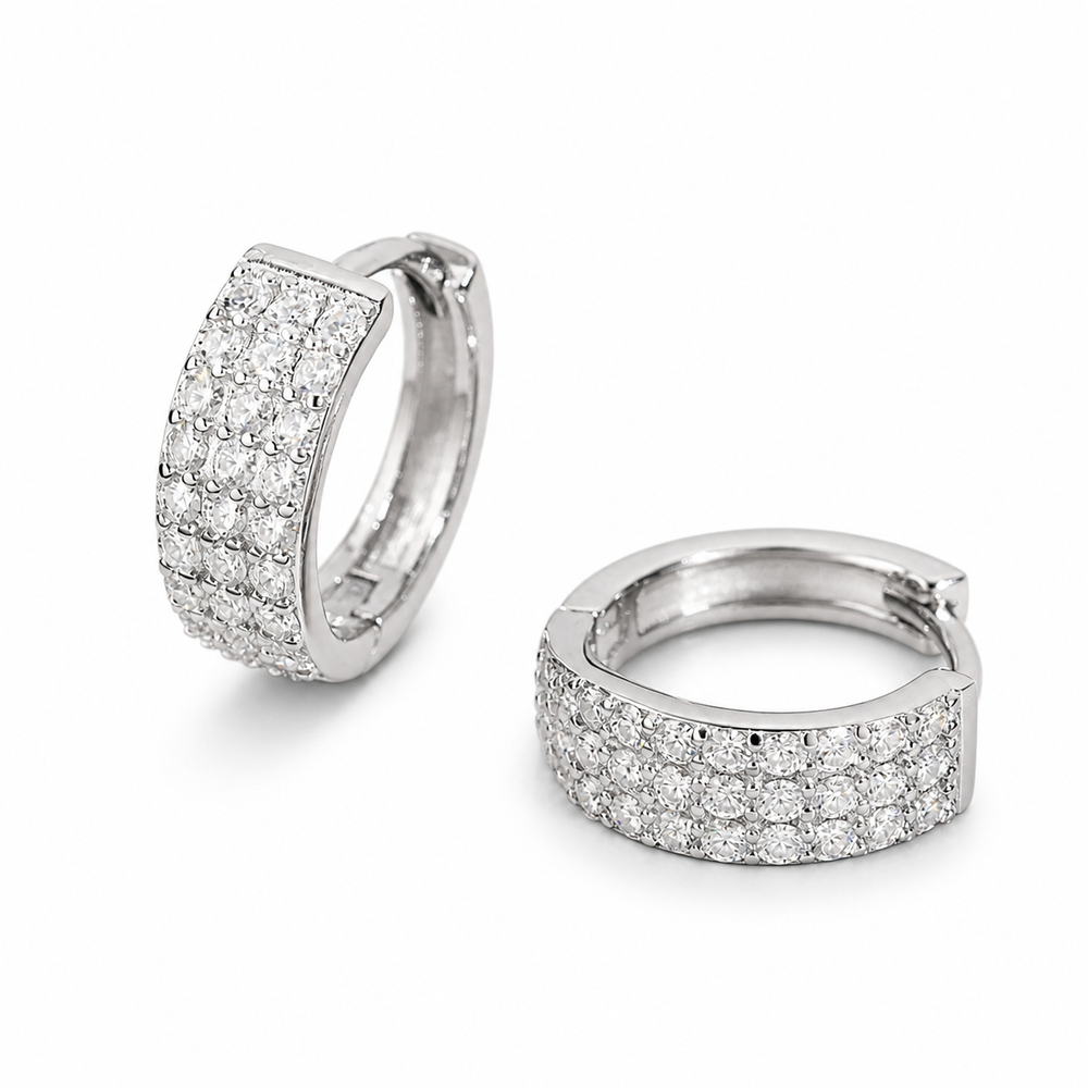 Pavé Moissanite Hoop Earrings - 925 Sterling Silver