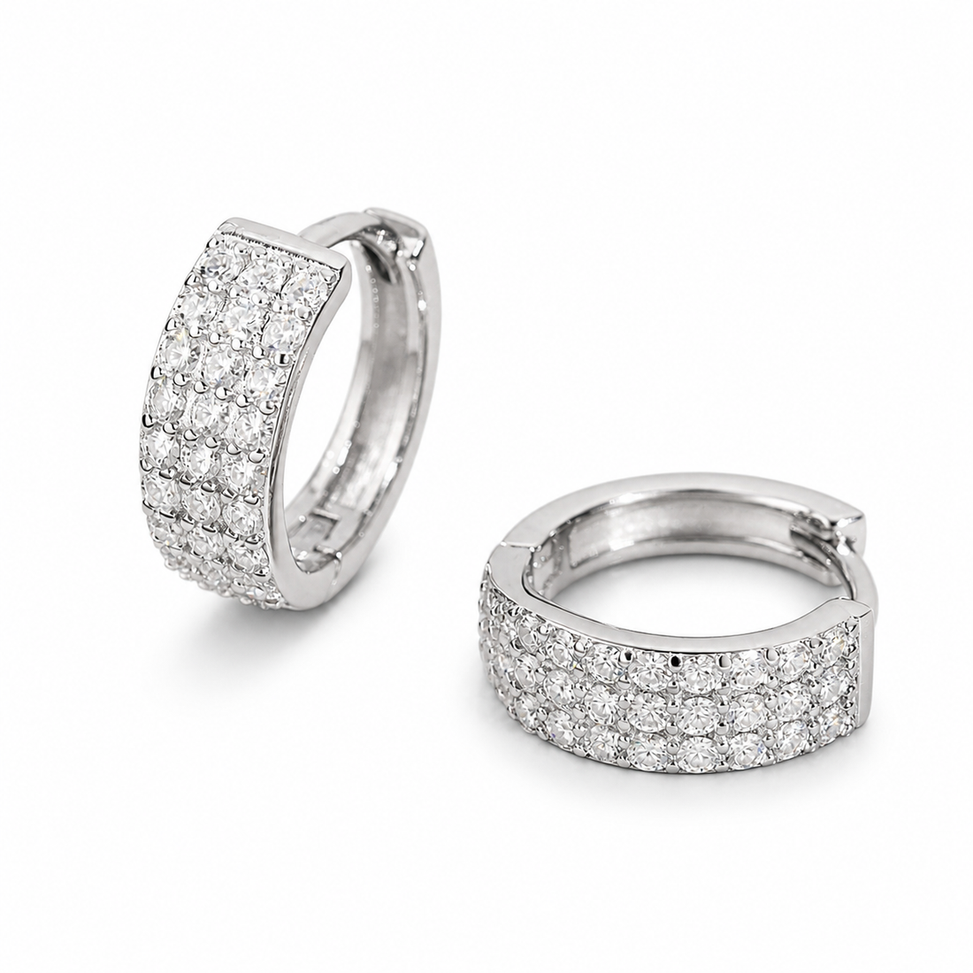 Pavé Moissanite Hoop Earrings - 925 Sterling Silver