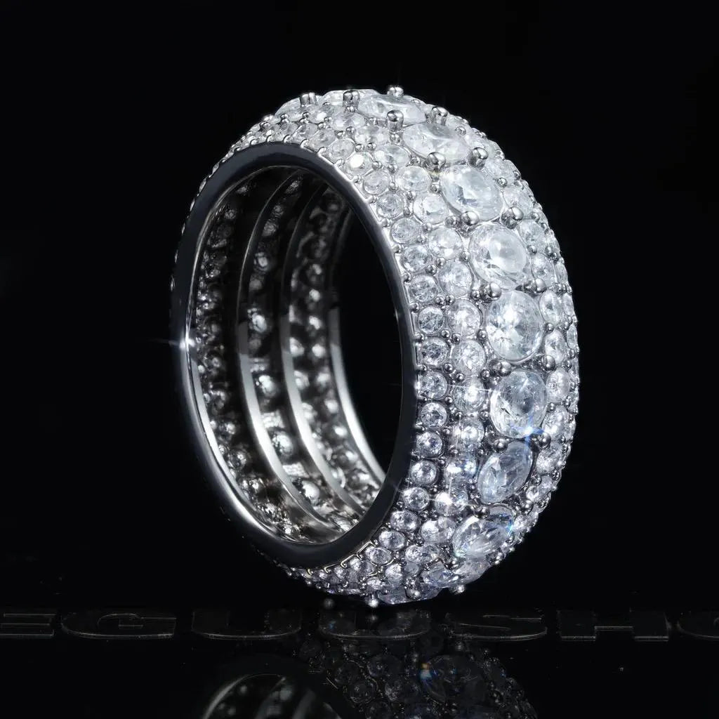10mm Iced Out CZ Band Ring – Hip Hop Statement Ring