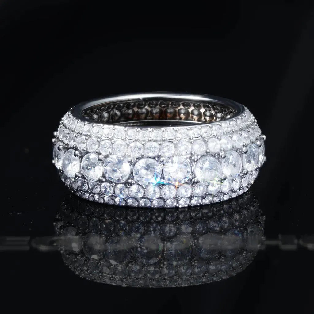 10mm Iced Out CZ Band Ring – Hip Hop Statement Ring