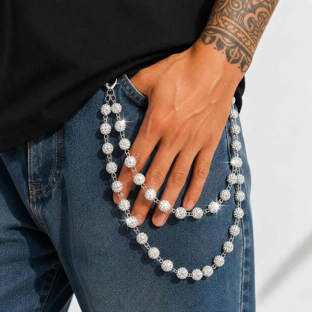 Layered Shamballa Clay Rhinestone Wallet Chain