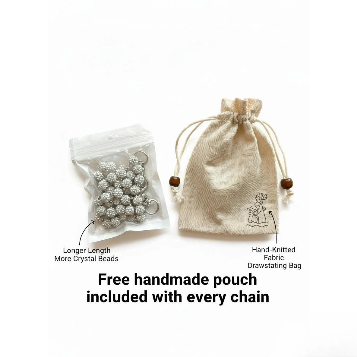 Layered Shamballa Clay Rhinestone Wallet Chain