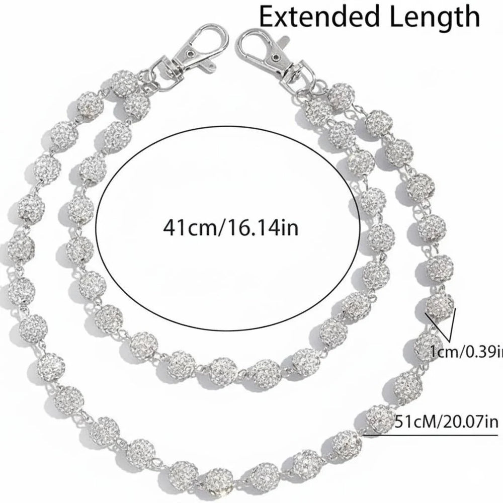 Layered Shamballa Clay Rhinestone Wallet Chain