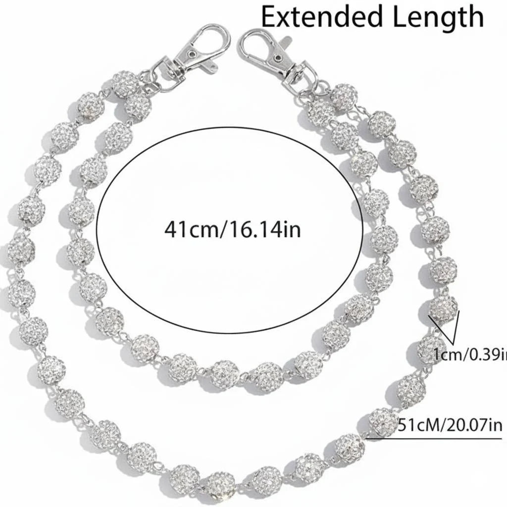 Layered Shamballa Clay Rhinestone Wallet Chain