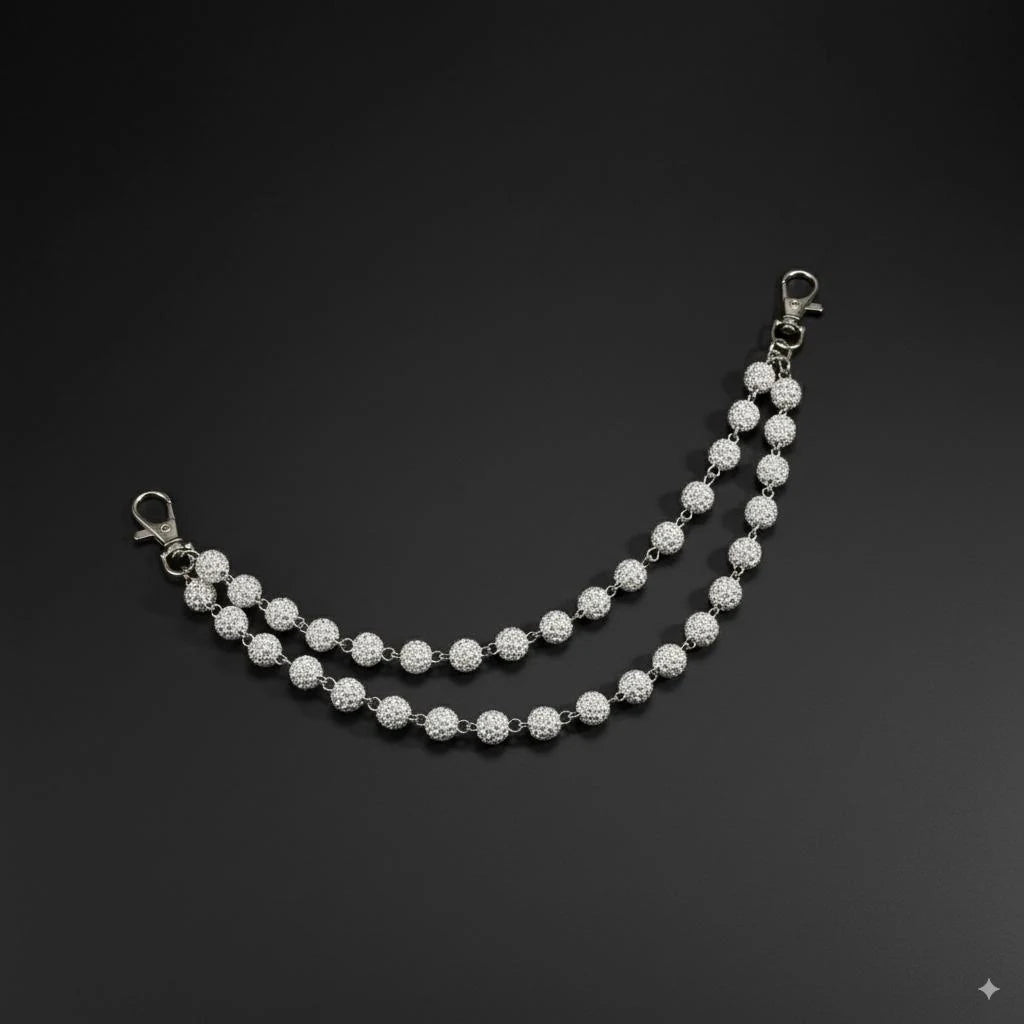 Layered Shamballa Clay Rhinestone Wallet Chain