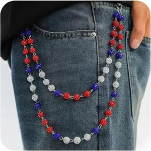 Layered Shamballa Clay Rhinestone Wallet Chain