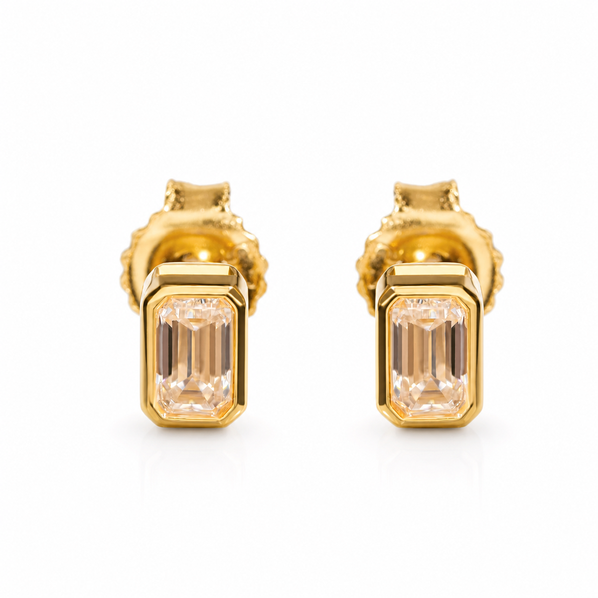 0.5ct Emerald Cut Moissanite Stud Earrings - 925 Sterling Silver